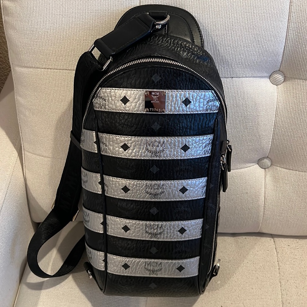 MCM sling leather backpack